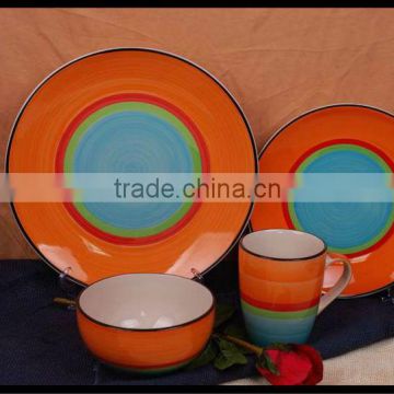colorful stoneware tableware made in China 16pcs ceramic dinnerware handpainted stoneware dinner set