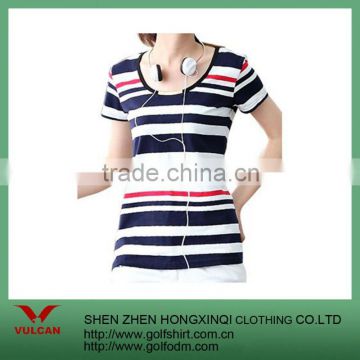 Cotton Striped Short-Sleeves Women Casual Shirt