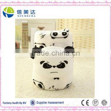 Plush roll baby blanket panda printed 100*180cm