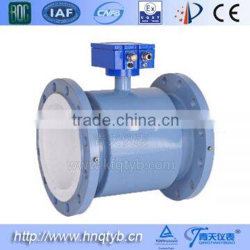 Electromagnetic flow meter flow transducer