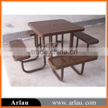 Hot-sale integrated square steel outdoor garden table and chair set