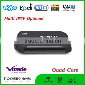 High quality Amlogic S805+T2 quad core 1G / 8G android tv box satellite receiver
