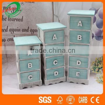 Blue Painted Wooden Storage Chest of Drawers