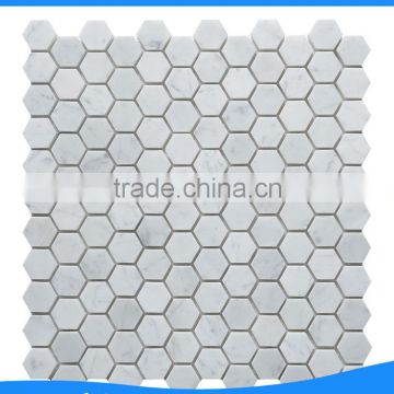 Carrara Marble Italian White Bianco Carrera Hexagon Mosaic Tile Honed