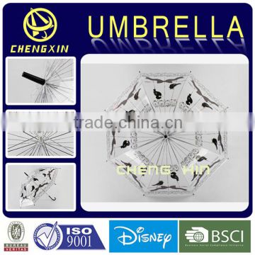 Wholesale hight quantity transparent black print poe umbrella