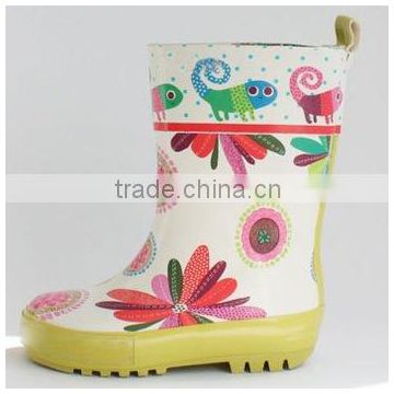 Hot sell flower pattern rain boots for kids