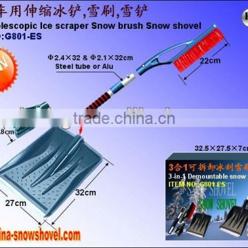 G801-ES multi-function telescopic ice scraper snow shovel brush for car