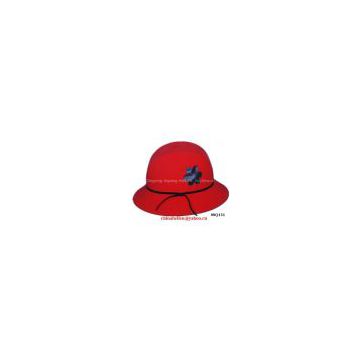 lady's wool felt hat,red bowler hat