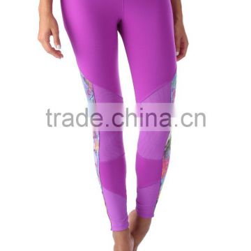 Custom Sublimation Printed Dry Firt Polyester Spandex Women Yoga Leggings,Ladies purple Pants