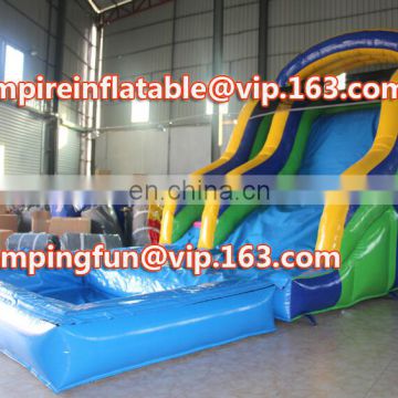 Cheap price 0.55mm PVC inflatable medium size water slide with pool ID-SLM081
