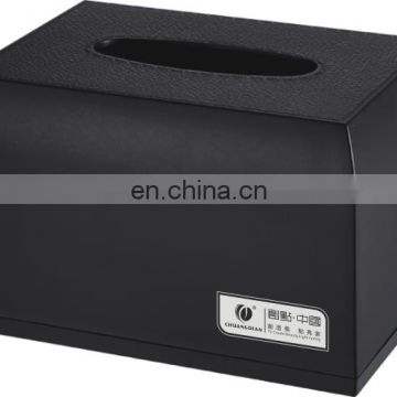 Grain-leather Square Plastic Refillable Tissue Box / Paper Napkin Dispenser,Smoke.CD-8798B
