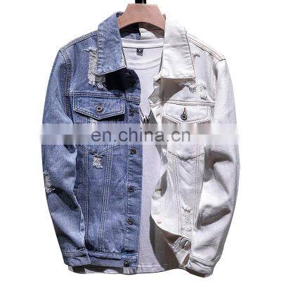 Factory direct sale distressed washed cotton plus size denim jacket men's bomber jacket