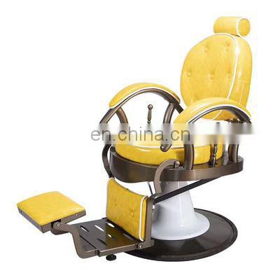 Cheap classic vintage professional heavy duty hydraulic pump yellow hair salon furniture barber chair for sale