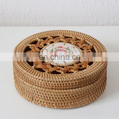 Best Price WHolesale Rustic Woven Rattan storage basket box pot suitable for storing small items Vietnam Supplier