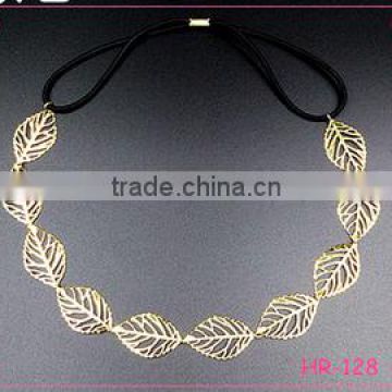 Fancy Lovely Young Women`s Gold Plated Leaves Shaped Elastic Fashion Headband