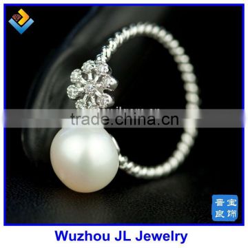 Hot Products 925 Silver Sterling Plum With Natural Pearl Bead Opening Fashion Ring