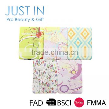 8.5*6cm Rectangle Shaped Double Sided Foldable Metal Pocket Mirror With 16 Different Patterns On Cover