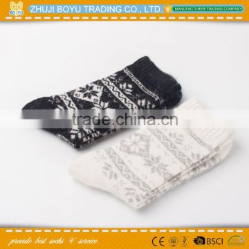 BY-161203 Hot OEM lady handmade high quality angora wool thick socks