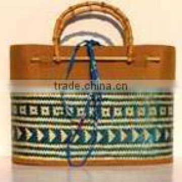 Woven Bamboo Shopping Basket with cotton covering the edge