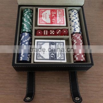 11.5g 100pcs Poker Chips set with numbers cards in leather case poker card guard