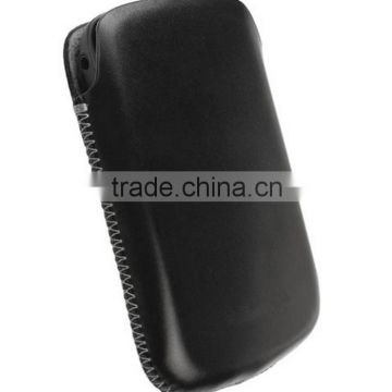 Hot selling black leather mobile phone cover pouch in Dongguan