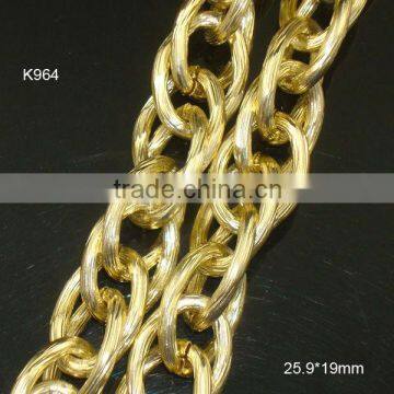 3.4-3.6mm thick double curved surface gold color aluminum chain