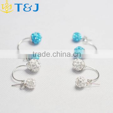 Two Color Elegant New Design Simple Women Girls Cheap Fashion Cryatal Cute Stud Earring