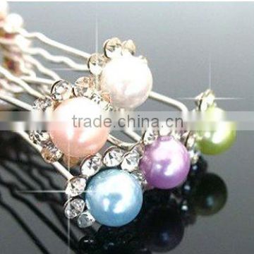 Promotion pearl crystal hair pin/hairpins