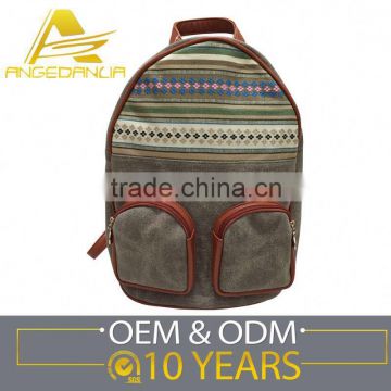 China wholesale eco-friendly cotton canvas trendy girl ethnic backpack bag