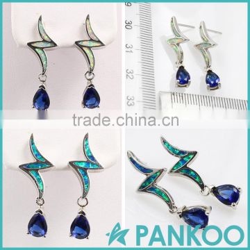 New series of lightning design blue Opal sterling silver unisex earrings