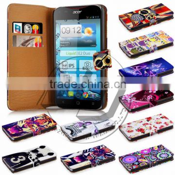 For Acer Liquid E2 Duo V370 High Quality Print Card Holder Flip PU Wallet Leather Case Cover Moible Phone Csae