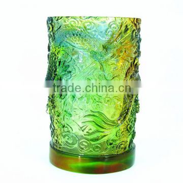 lead crystal chinese fly dragon pen holder--centerpiece decoration