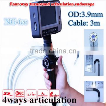 Car maintenence detection tool 4ways articulating video borescope videoscope 3.9mm Industrial endoscope with Joystick control