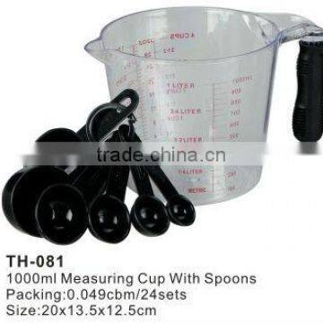 1000ml transparent plastic measuring cup with spoons