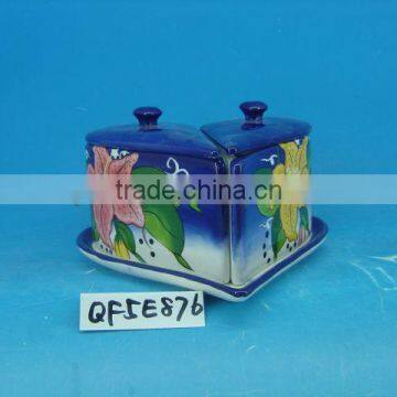 heart shape 2pcs ceramic canister sets for kithcen