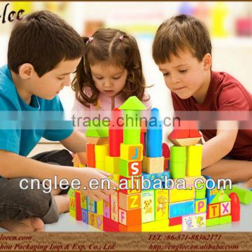Child educational wooden building block toys