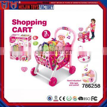 High quality supermarket fruit shopping cart toy for kids