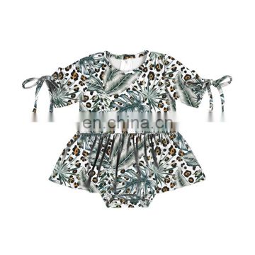 Hot sale floral pattern flower printing  soft bright Baby Girl Romper