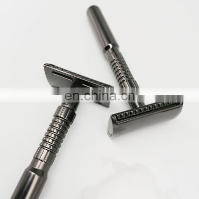 Metal Matte Black Stainless Steel Custom Double Edge Safety Shaving Razor for Men