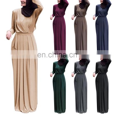 Abaya Dubai Turkey Solid Color Simple Modest Kaftan Islamic Clothing Abaya Muslim Dresses For Women
