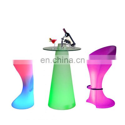 PE LED Chair Modern Colorful Led Bar Table High Cocktail Tables for Events LED Table Chairs for Party