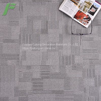 Office exhibition hall square floor glue grid horizontal pattern imitation carpet PVC floor waterproof wear-resistant stone plastic floor manufacturers Foshan direct sales