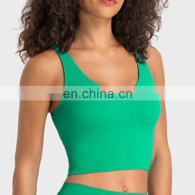 New Hot Sale Soft Custom Logo Shockproof U Back Sexy Sports Bra Ladies Workout Gym Fitness Yoga Crop Tank Top For Women