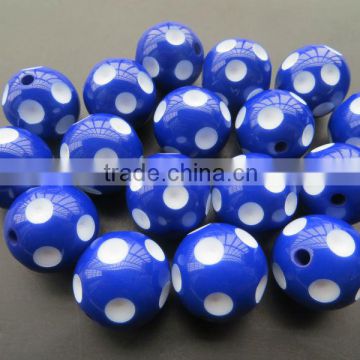 20mm Gumball Bubble Fashion Wholesales Royal Blue Polka Dot Beads for chunky bead necklace for little girl