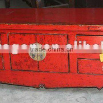 chinese antique red kang cabinet