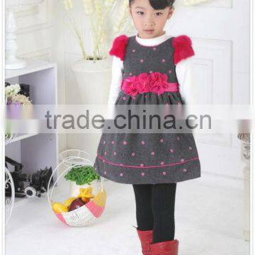 New fashion pretty sleeveless wollen girl's dress for winter 2012