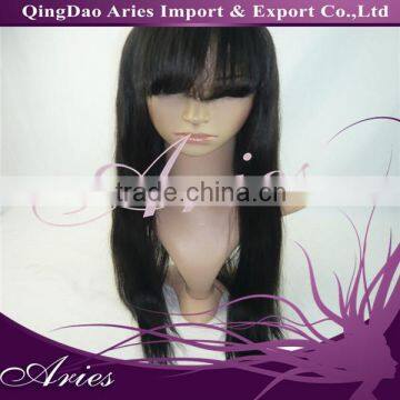 New Fashion Cheap Malaysian Hair Front Lace Wigs With Bangs