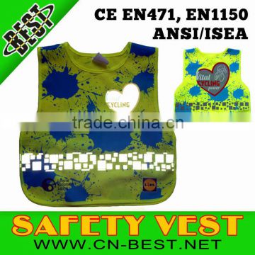 CE EN1150 class two 100% polyester Unisex Children high quality Breathable children safety vest customized