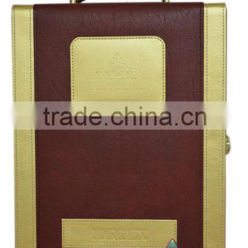 provide luxury pu leather portable packaging wine carrier