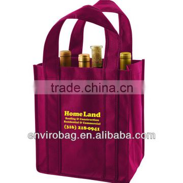100% Recycled non woven 6 bottle wine tote bag